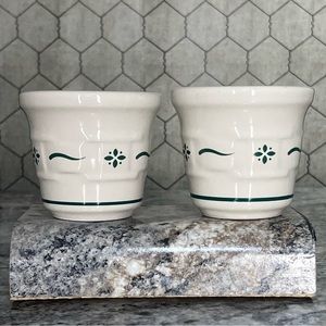 Longaberger Woven Traditions Pottery Heritage Green Votive Cups